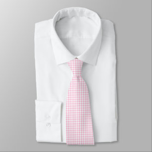 Cravate Élégant rose et blanc En vichy Motif