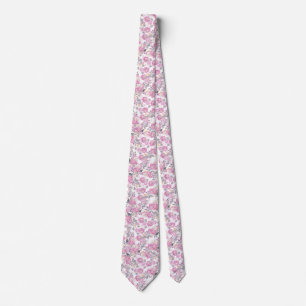 Cravate Élégant rougissent l'aquarelle grise rose floral