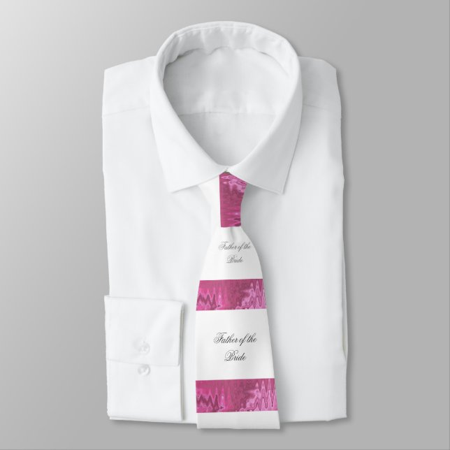 Cravate Élégant ruban en satin rose, père de la mariée (Attaché)