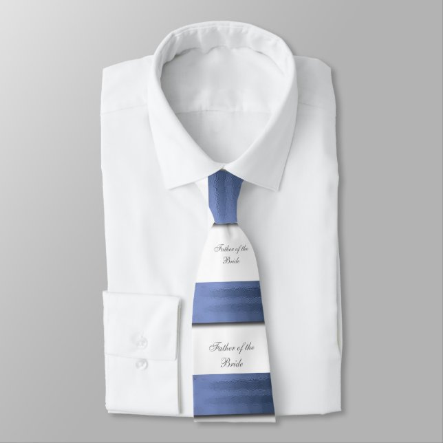 Cravate Élégant, ruban satin bleu, père de la mariée (Attaché)