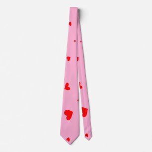Cravate Élégant Saint-Valentin Cœurs Rouges Rose