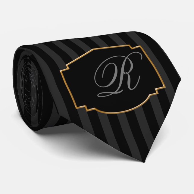 Cravate Élégant, Sophistiqué Monogramme (Roulé)