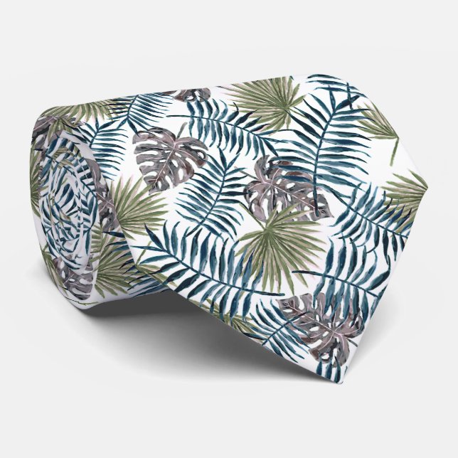 Cravate Elégant Tropical Green Palm Tree Feuille Summer Ar (Roulé)