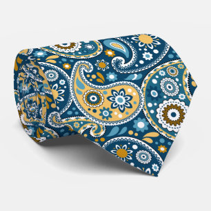 Cravate Élégant Turquoise et or Boho Chic Paisley Imprim