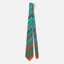 Elégant Turquoise & Orange Angled Stripes Motif Ho