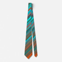 Cravate Elégant Turquoise & Orange Angled Stripes Motif Ho