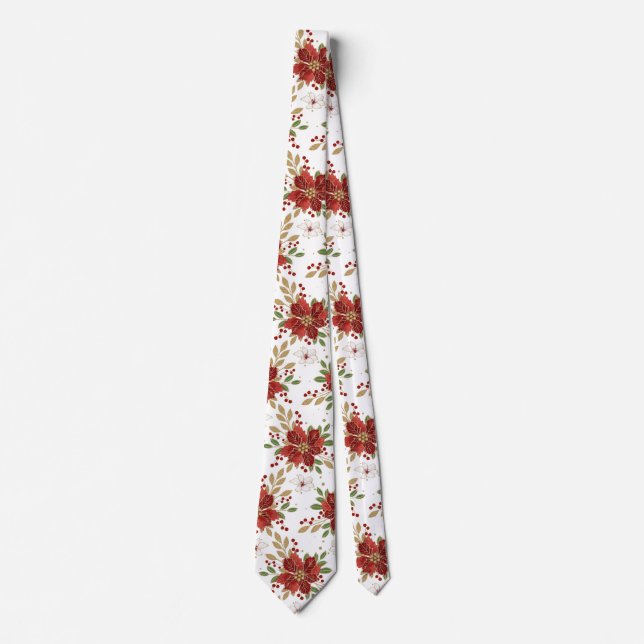 Cravate Elegant Winter Poinsettia Floral Pattern (Devant)