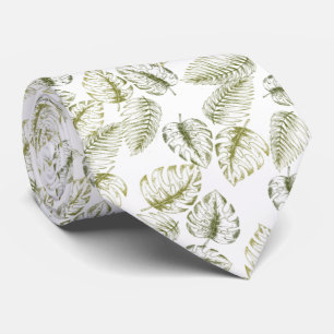 Cravate elegante blanco con hojas verdes