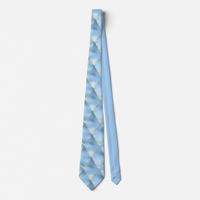 Cravate Elégante échelle Dragon Baby Blue Gold Motif (Devant)