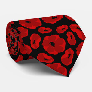 Cravate élégante fleur de pavot personnalisable
