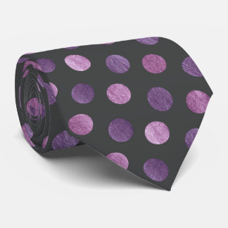 Cravate Élégante Lavande Pointe Polka & Gris Charbon Perso