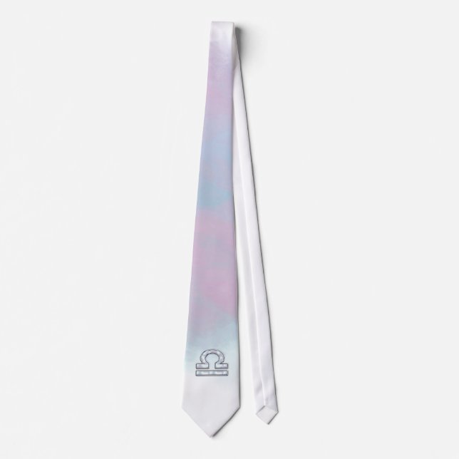 Cravate Élégante Libra Zodiac signe Mère de Pearl Style (Devant)