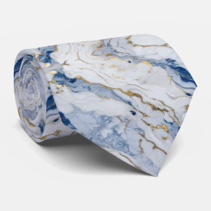Cravate Elégante motif en granit bleu blanc