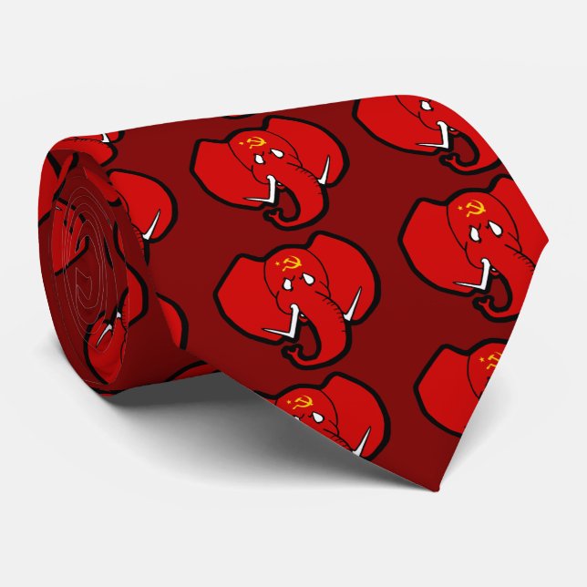 Cravate Éléphant de rouge de Communelephant (Roulé)