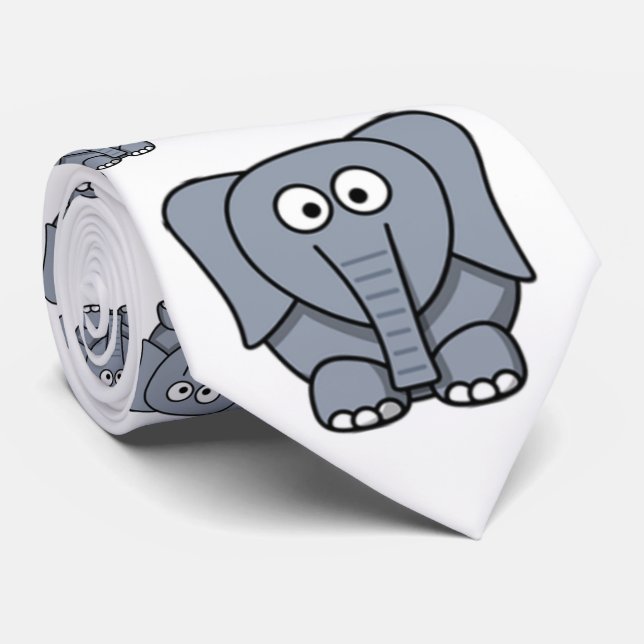 Cravate Éléphant mignon, drôle, gris de bande dessinée (Roulé)