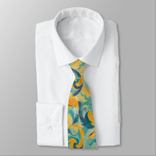 Cravate Emerald Green et Gold Paisley Abstrait inspiré