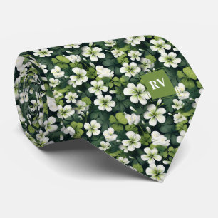 Cravate Émeraude Vert Shamrock motif floral