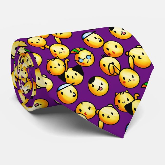 Cravate Emoji violet (Roulé)