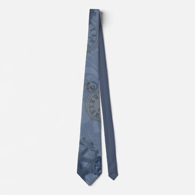 Cravate Empreinte bleue Steampunk (Devant)