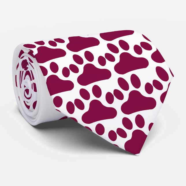 Cravate Empreinte de patte marron (Roulé)