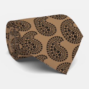 Cravate Empreinte de patte noir et blanc Paisley Motif Bro