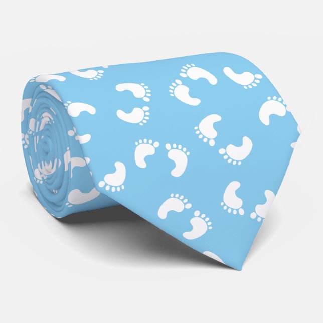 Cravate Empreintes bébé, Pied bébé, Marches, Bleu, Garçon (Roulé)
