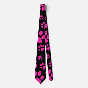 Cravate Empreintes de pattes roses et noirs