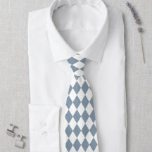 Cravate en diamant Harlequin bleu poussiéreux et b