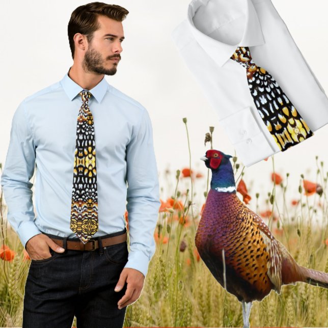 Cravate en plumes de Rheeve Brown, jaune, noir (Créateur téléchargé)