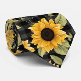 Cravate en vichy Motif tournesol