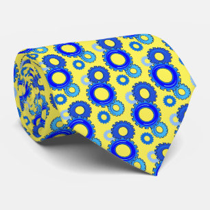 Cravate Engins d'ingénierie bleu et jaune élégant