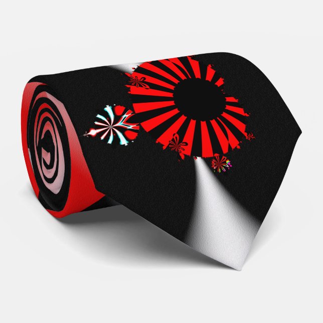 Cravate Ensemble complet mandelbrot noir et rouge belle co (Roulé)