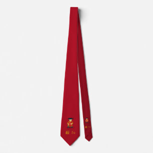 Cravate Enveloppe rouge avec Fu - Symbole Bonne chance