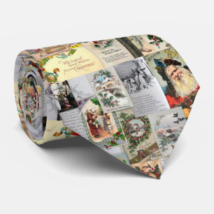 Cravate Ephémère de Noël victorienne antique Collage Art