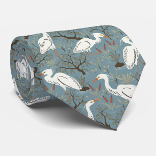 Cravate Etang d'eau de Heron - bleu - grand oiseau de l'ég