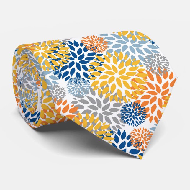Cravate Été Floral Abstrait Couleurs vives Motif (Roulé)