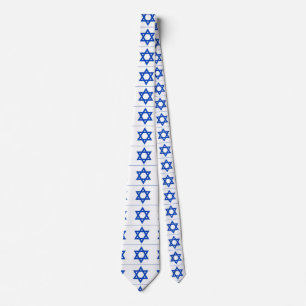 Cravate étoile bleue juive sur blanc