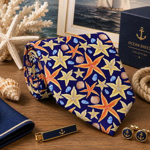 Cravate Étoile de mer colorée motif sans couture