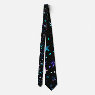 Cravate Étoiles bleues néon rose professionnel noir