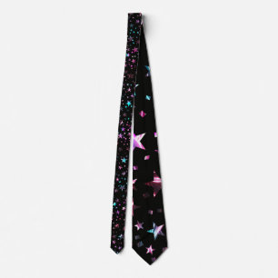 Cravate Étoiles bleues néon rose professionnel noir