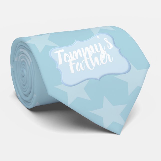 Cravate Étoiles en bleu pour nouveau papa d'un garçon (Roulé)