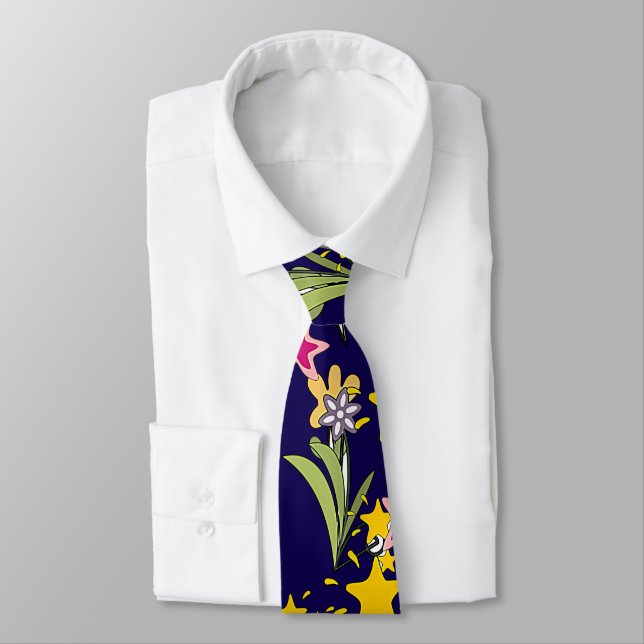 Cravate Étoiles et fleurs  (Attaché)