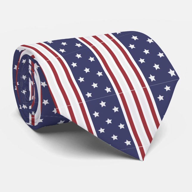Cravate Étoiles et rayures USA Drapeau 4 juillet (Roulé)