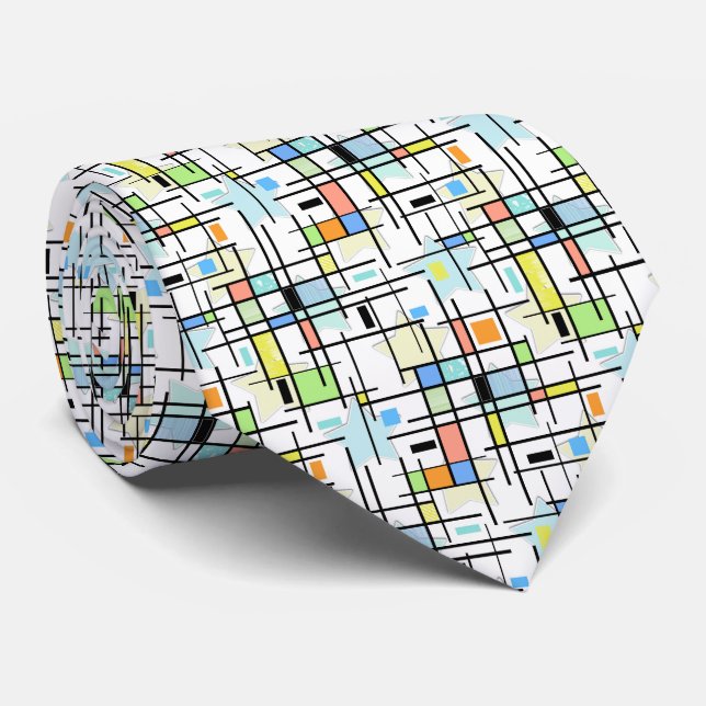 Cravate Étoiles sur un arrière - plan à damiers. (Roulé)