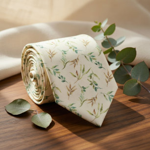 Cravate Eucalyptus Aquarelle Douce