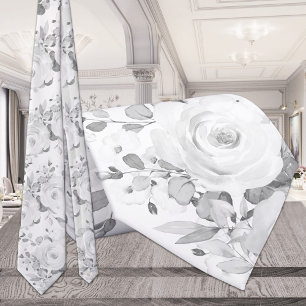 Cravate Eucalyptus gris blanc Mariage Floral
