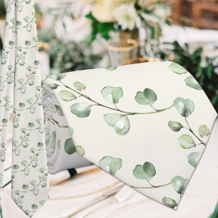 Cravate Eucalyptus Naturel Ecru Blanc Mariage