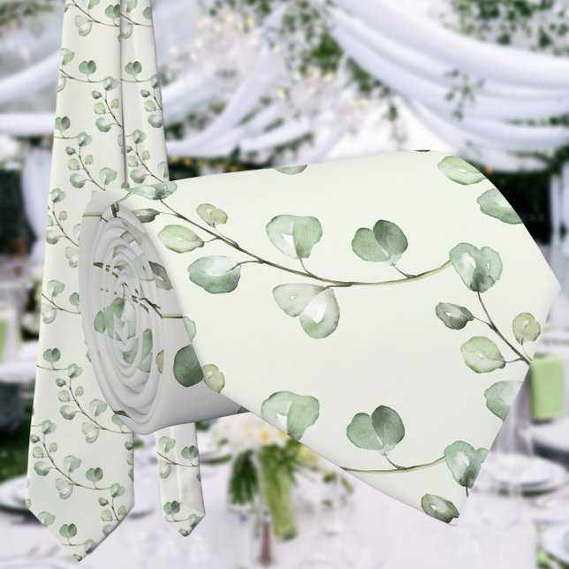 Cravate Eucalyptus Verdure Vine Sage Vert Mariage (Créateur téléchargé)