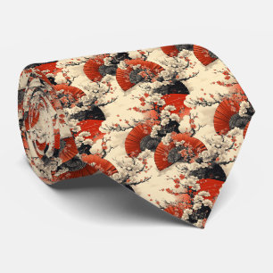 Cravate Éventail à motif de fleurs de cerisier japonais (5