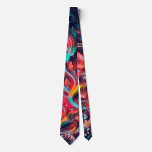 Cravate excentrique de Paisley de satin de Phoenix